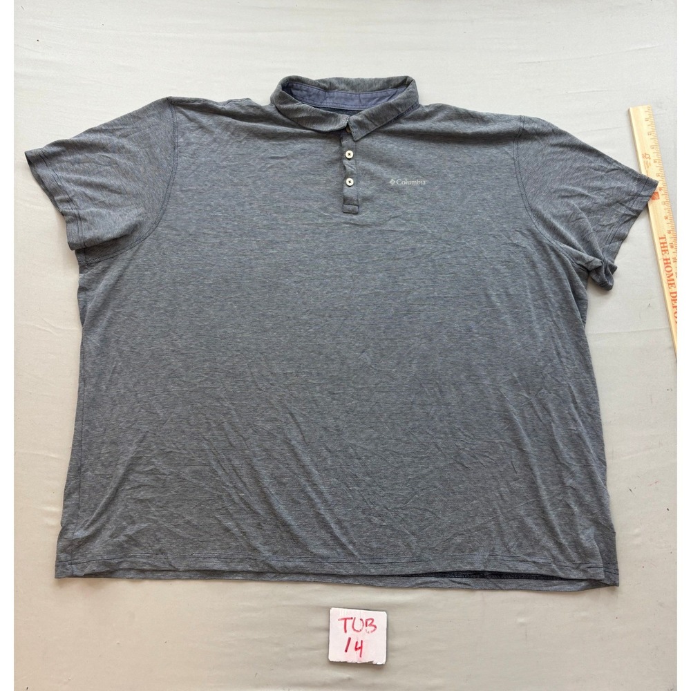 Columbia Mens Heathered Grey Short Sleeve Polo Shirt Size 6X 6XTF Casual Outdoor